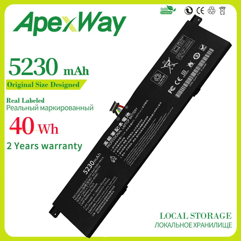 ApexWay 5230mAh 7.6V New R13B01W R13B02W Laptop Battery For Xiaomi Mi Air 13.3" Series Tablet PC 40WH
ApexWay 5230mAh 7.6V New R13B01W R13B02W Laptop Battery For Xiaomi Mi Air 13.3" Series Tablet PC 40WH