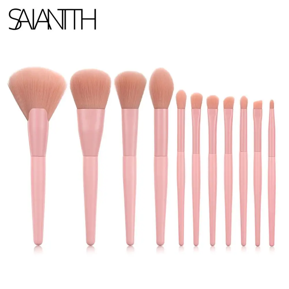 

SAIANTTH 11pcs Pink Girl Heart Makeup Brushes Set Beauty Tool Powder Highlight Brush Dense Soft Cosmetic Foundation Bronzer kit