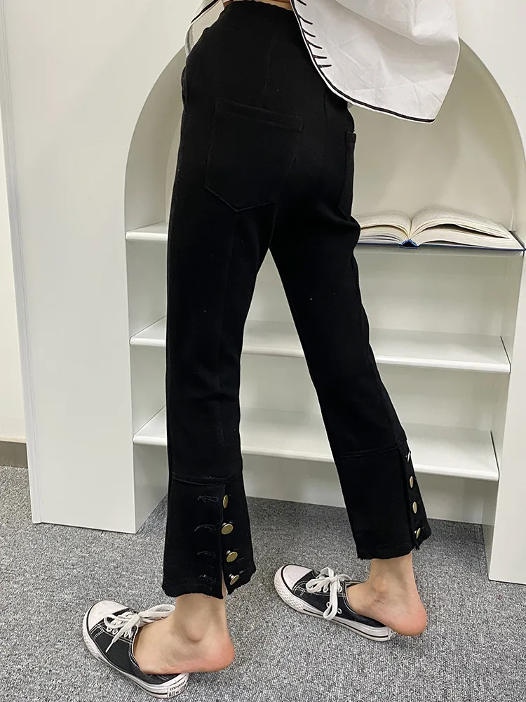 8 10 years Kids Girls Butons Flare Pants 2021 Spring Fashion Teenage Girls Trousers 
8 10 years Kids Girls Butons Flare Pants 2021 Spring Fashion Teenage Girls Trousers