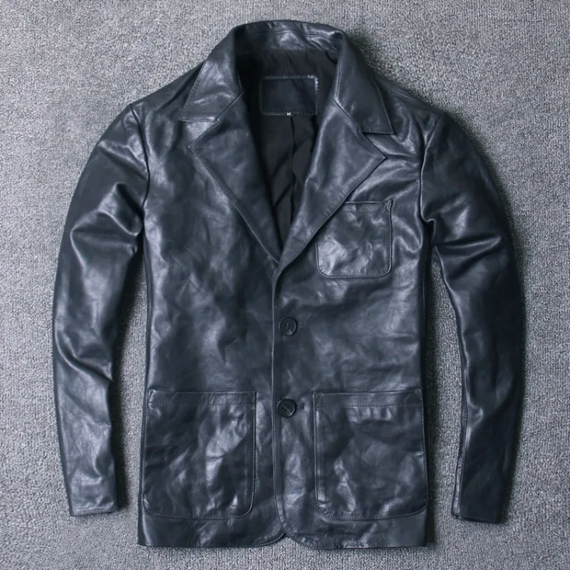 Men Autumn Winter Vintage Sheepskin Blazer Jackets Real Leather Mid Long Genuine Leather Suit Coats Man 2021 New Casual Clothes
Men Autumn Winter Vintage Sheepskin Blazer Jackets Real Leather Mid Long Genuine Leather Suit Coats Man 2021 New Casual Clothes