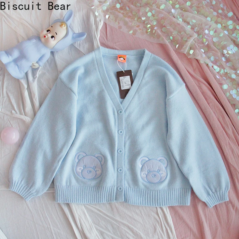 Japanese Preppy Style Spring Autumn Women Sweater Blue Bear/Pink Animal Knitted Outerwear Cute Kawaii Mori Girl Sweet Cardigan
Japanese Preppy Style Spring Autumn Women Sweater Blue Bear/Pink Animal Knitted Outerwear Cute Kawaii Mori Girl Sweet Cardigan