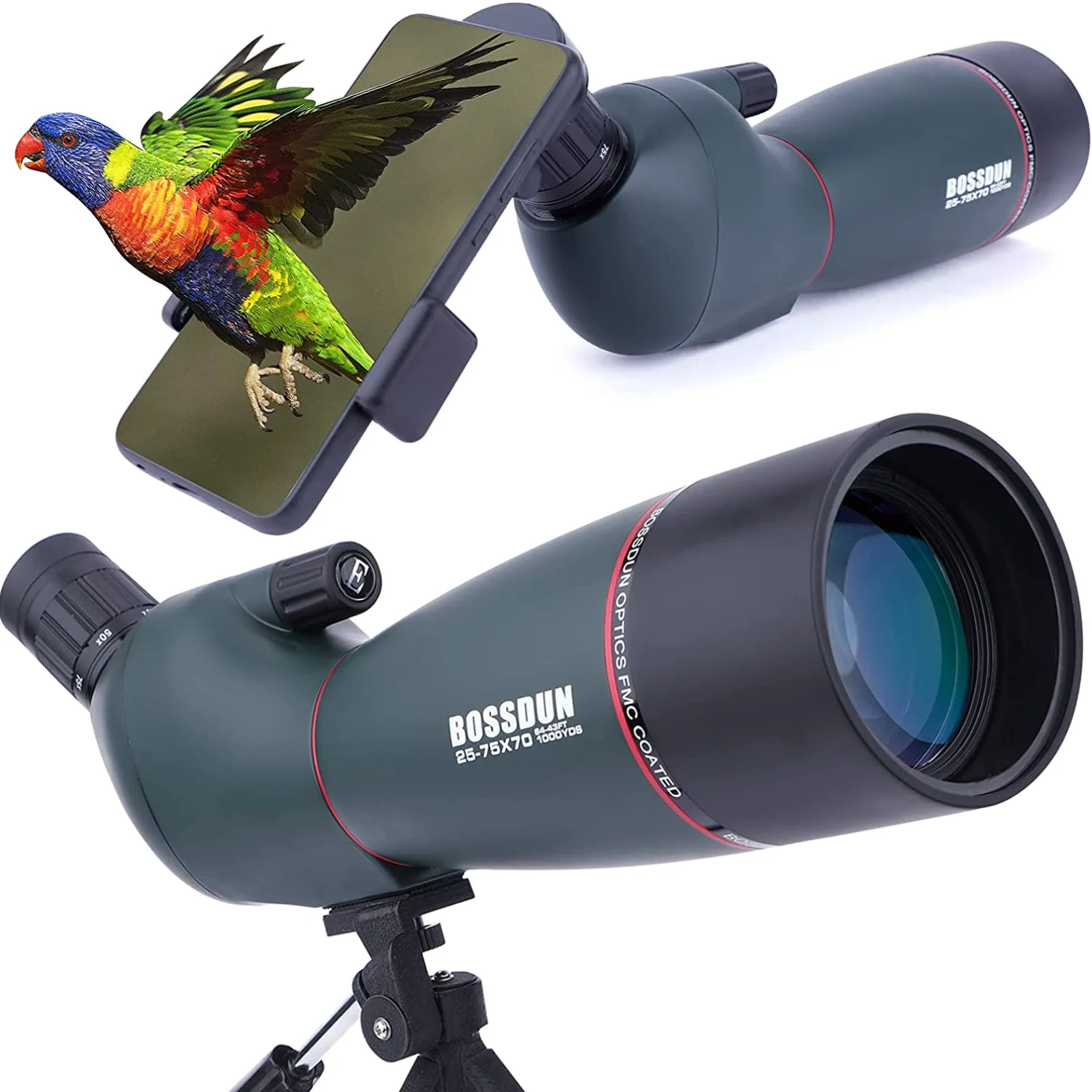 

25-75x70 мм точечные трубы со штативом зум BAK4 Prism 45-градусный телескоп для стрельбы наблюдения за птицами охоты
