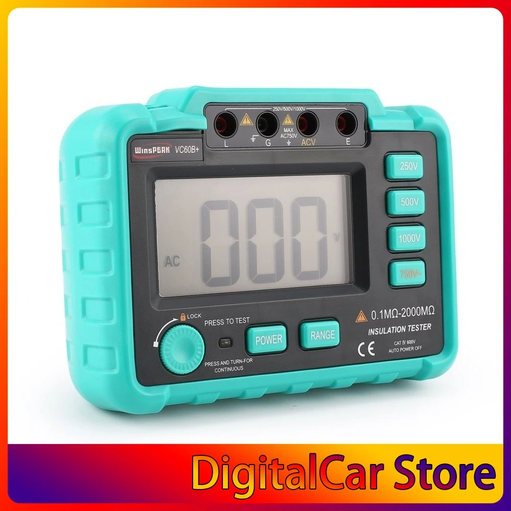 VC60B+ 1000V Digital Auto Range Insulation Resistance Meter Tester Megohmmeter Megger High Voltage LED Indication
VC60B+ 1000V Digital Auto Range Insulation Resistance Meter Tester Megohmmeter Megger High Voltage LED Indication
