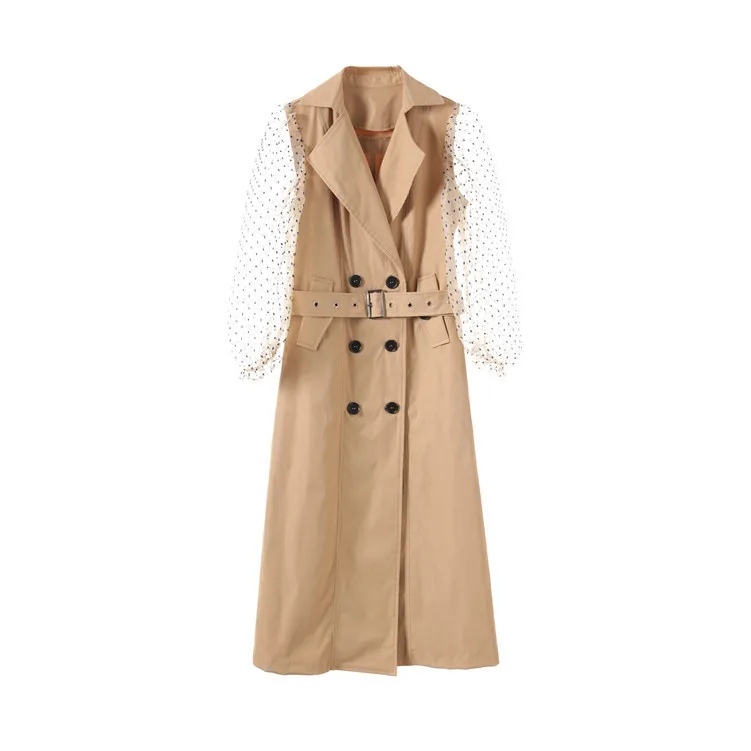 New fund autumn winters gauze lantern sleeve splicing female G0797 paragraph dust coat grows in khaki coat
New fund autumn winters gauze lantern sleeve splicing female G0797 paragraph dust coat grows in khaki coat