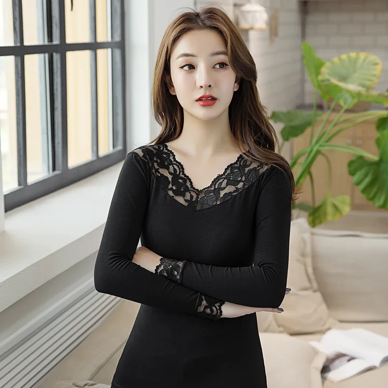 Women Sexy V-neck Long Johns Winter Cotton Second Female Thermal Skin Warm Suit Korean Lace Thermal Underwear For Women
Women Sexy V-neck Long Johns Winter Cotton Second Female Thermal Skin Warm Suit Korean Lace Thermal Underwear For Women