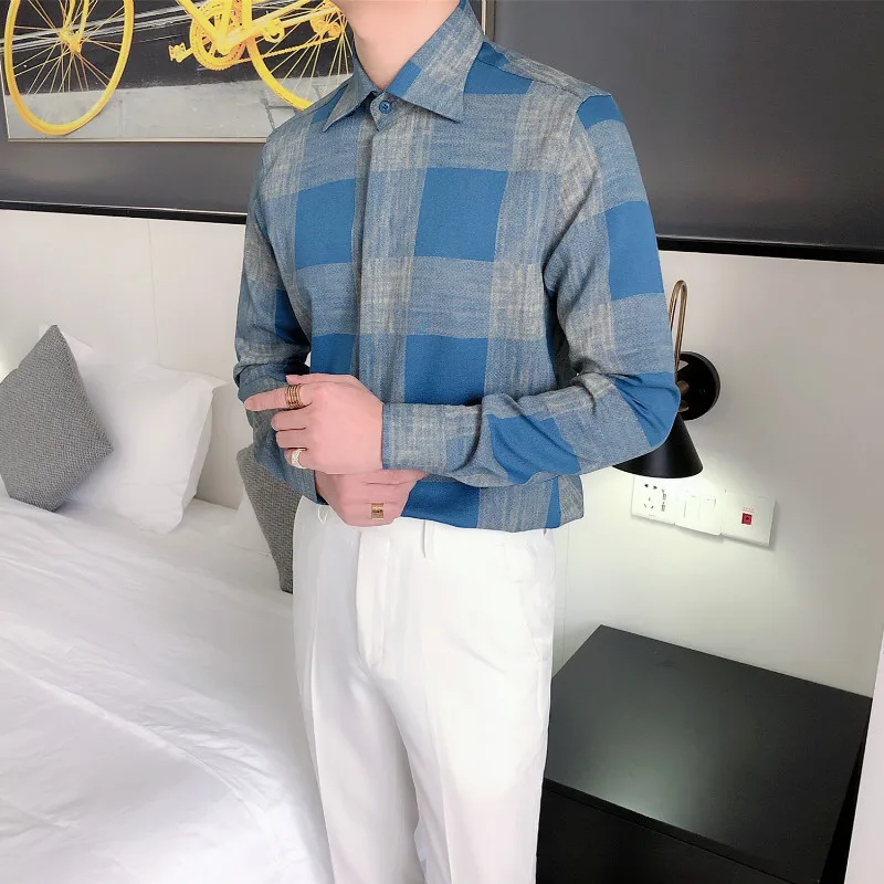 2020 Shirts Men Fashion Plaid Long-sleeved Casual Shirt Slim Business Dress Shirt Korean Streetwear Hairdresser Blouse Camisa
2020 Shirts Men Fashion Plaid Long-sleeved Casual Shirt Slim Business Dress Shirt Korean Streetwear Hairdresser Blouse Camisa