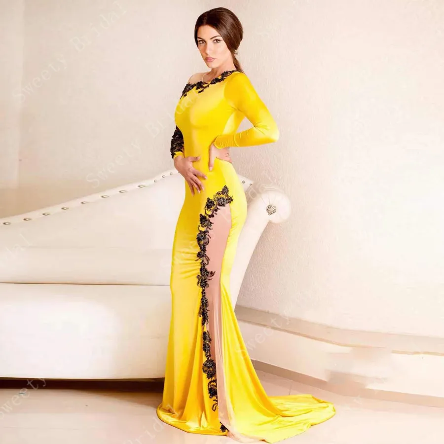 Yellow Satin Mermaid Evening Dresses 2021 Scoop Sexy High Slit Long Sleeves Formal Party Prom Gowns Robe De Soiree Longo
Yellow Satin Mermaid Evening Dresses 2021 Scoop Sexy High Slit Long Sleeves Formal Party Prom Gowns Robe De Soiree Longo