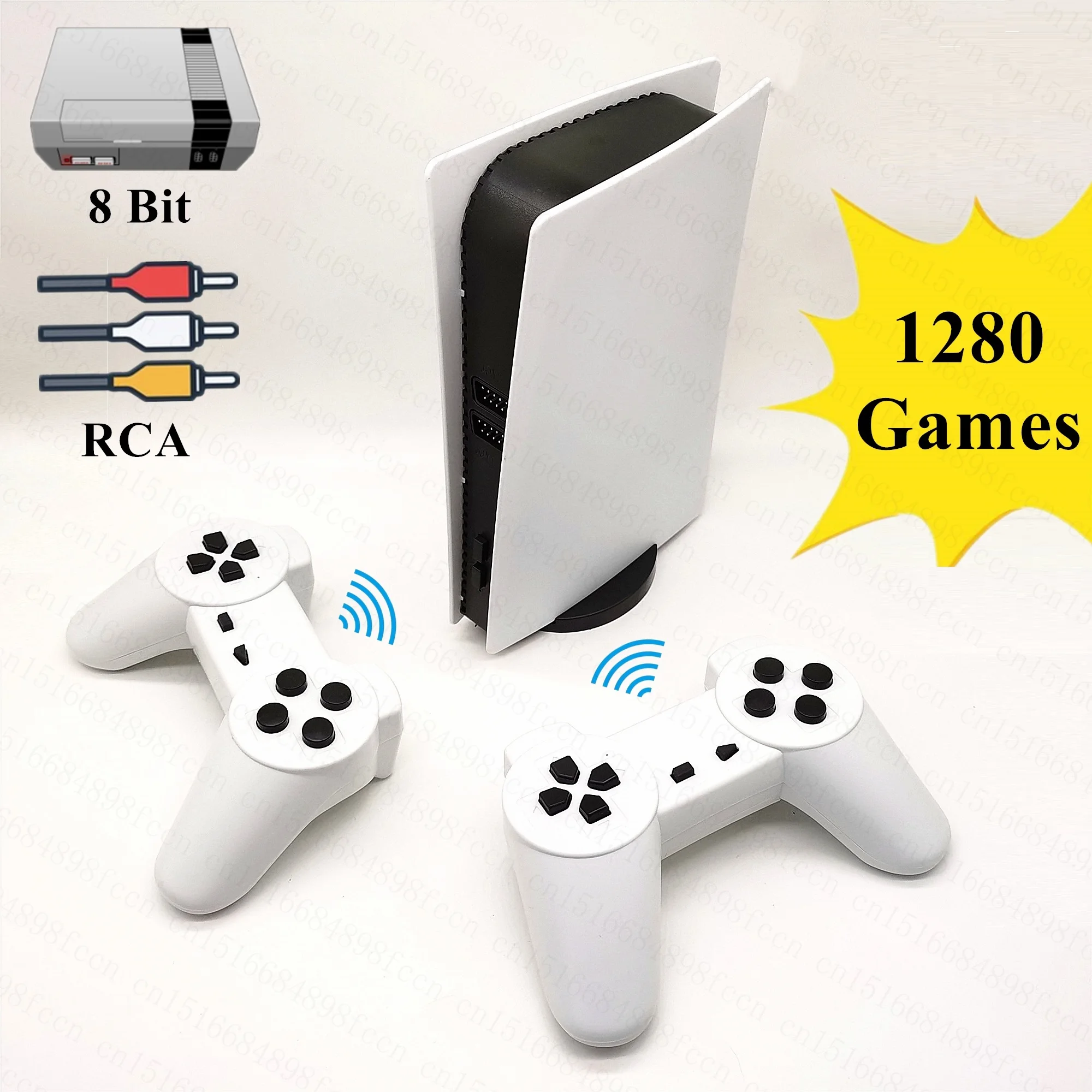 

Mini P5 Retro Wilreless TV Video Game Console Player For Nes 8 Bit Games with 1280 Different Built-in Games Double Gamepads