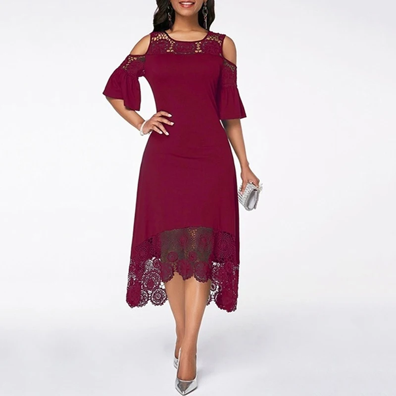 Butterfly Sleeve Mid-calf Dress Women Sexy Cold Shoulder Dress Lace Stitching Ladies Dresses Spring Female Vestido
Butterfly Sleeve Mid-calf Dress Women Sexy Cold Shoulder Dress Lace Stitching Ladies Dresses Spring Female Vestido