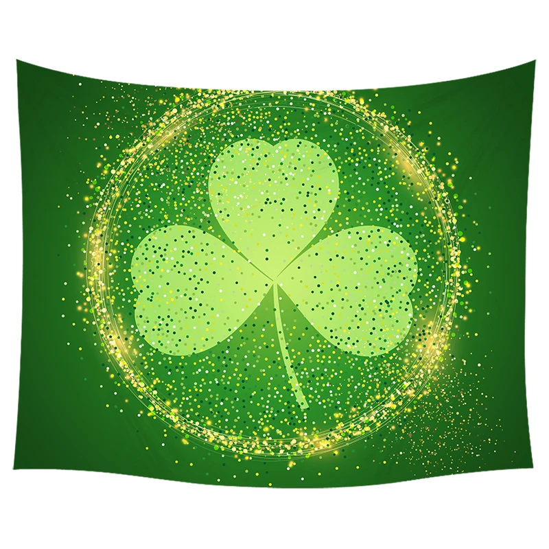 

FFO Saint Patrick's Day Tapestry Home Wall Decoration Green Clover Blanket Sofa Covering Cloth 5 Sizes
