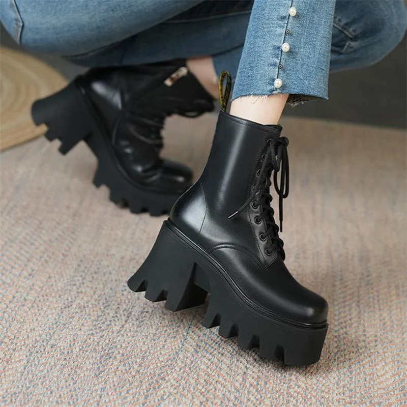 Autumn Women's Shoes 2021 New Woman Lace Up Boots Womens Ladies Chunky Wedge Platform Black Ankle Boots Punk Goth Women's Boots
Autumn Women's Shoes 2021 New Woman Lace Up Boots Womens Ladies Chunky Wedge Platform Black Ankle Boots Punk Goth Women's Boots
