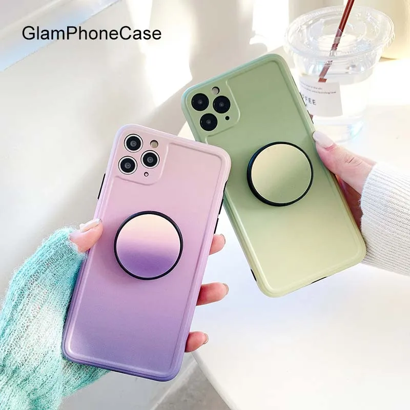 GlamPhone чехол с розово-зеленым кронштейном женский для iPhone11Pro/Max X XS Max XR Мягкий