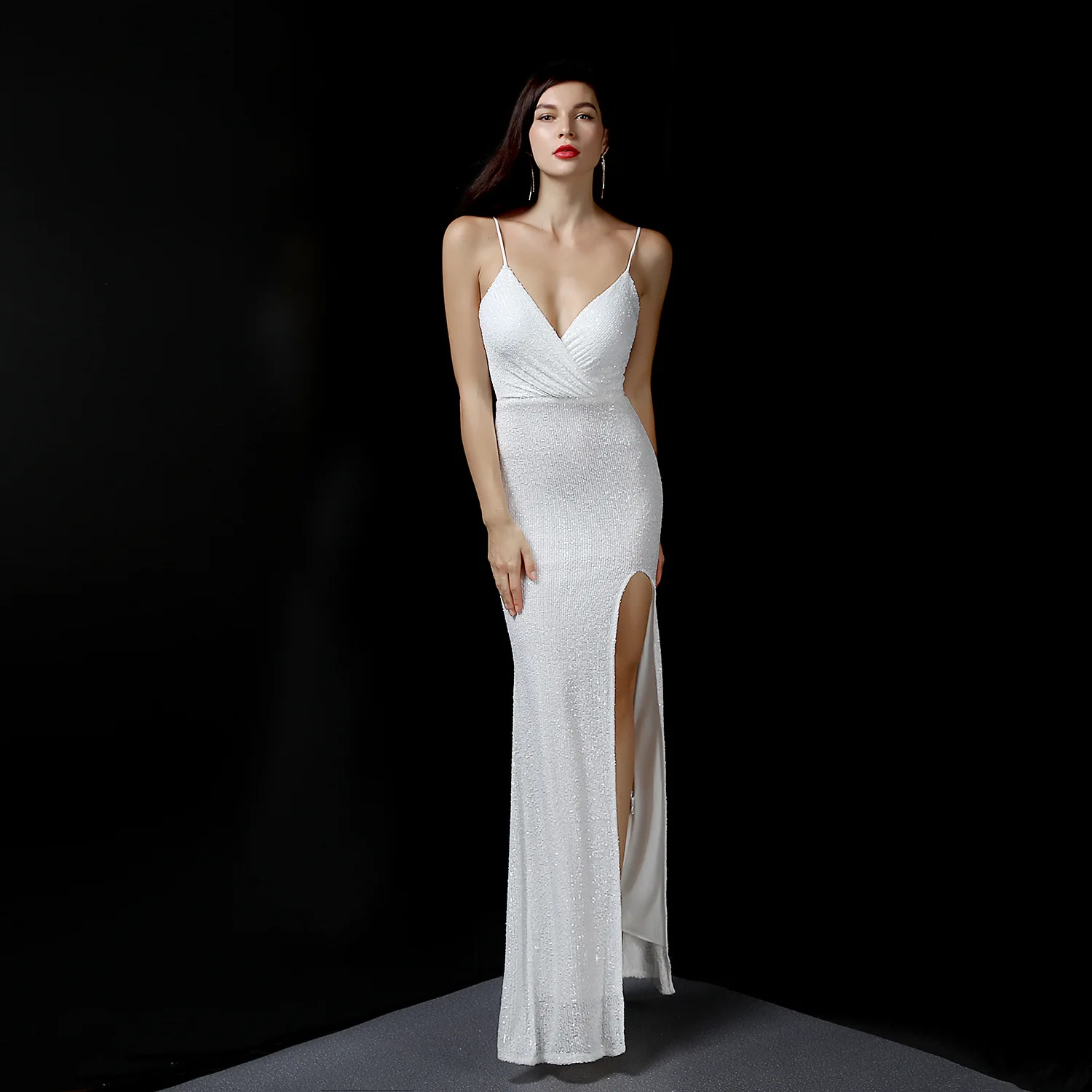 Women Sexy V Neck Spaghetti Strap Dress Backless High Split Maxi Dress Summer Evening Party Dress Vestido
Women Sexy V Neck Spaghetti Strap Dress Backless High Split Maxi Dress Summer Evening Party Dress Vestido