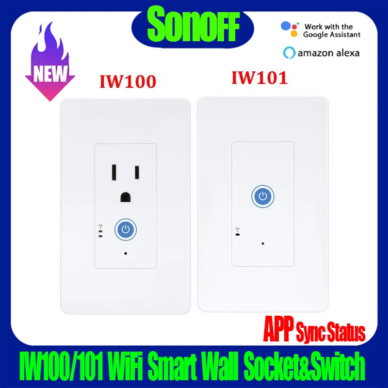 

SONOFF IW100/IW101 15A US Wifi Smart Wall Socket Switch Wireless Power Monitoring Switches EWeLink App Voice Control Works Alexa