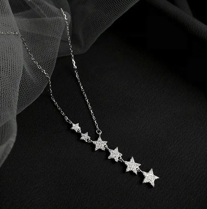 925 Sterling Silver Charming Star Pendant Necklace With Dazzling Cubic Zirconia Jewelry For Women Girls Gifts S-N456
925 Sterling Silver Charming Star Pendant Necklace With Dazzling Cubic Zirconia Jewelry For Women Girls Gifts S-N456