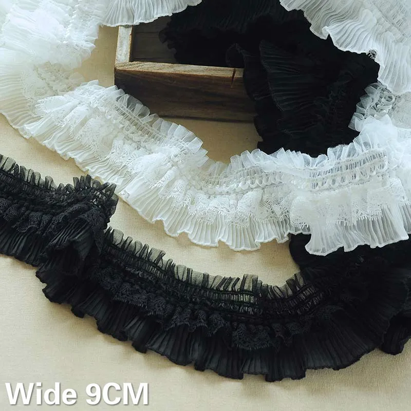 9CM Wide White Black Pleated Chiffon Fabric Stretch Lace Dress Guipure Fabric Elastic Ruffle Trim Embroidery Ribbon DIY Material
9CM Wide White Black Pleated Chiffon Fabric Stretch Lace Dress Guipure Fabric Elastic Ruffle Trim Embroidery Ribbon DIY Material