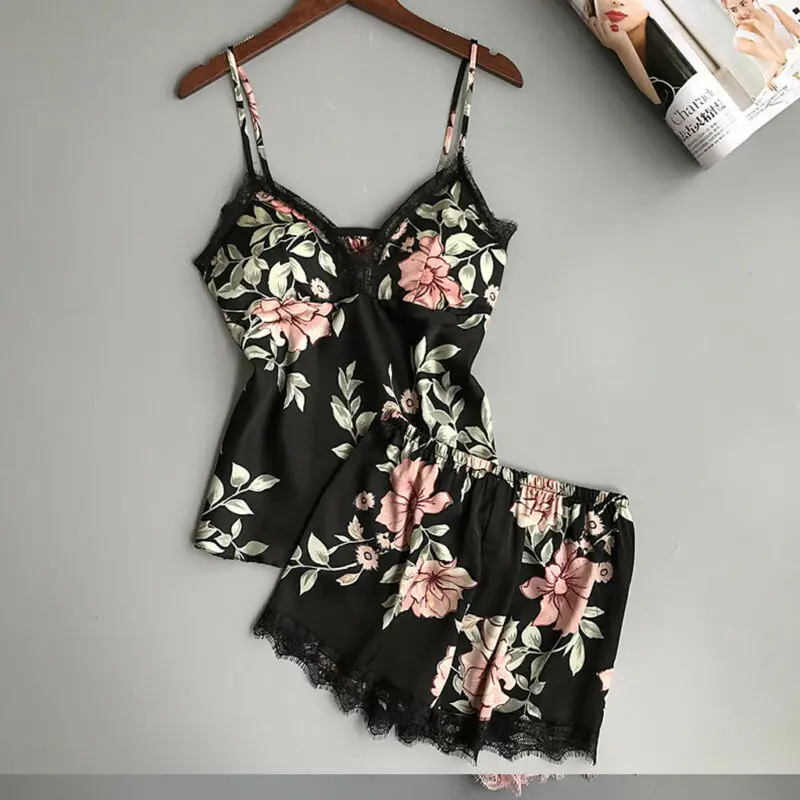 2pcs Summer Women Sexy Satin Lace Sleepwear Lingerie Nightdress Sets Sleeveless Ladies Flower Pajamas Chest Pad Drop Shipping
2pcs Summer Women Sexy Satin Lace Sleepwear Lingerie Nightdress Sets Sleeveless Ladies Flower Pajamas Chest Pad Drop Shipping