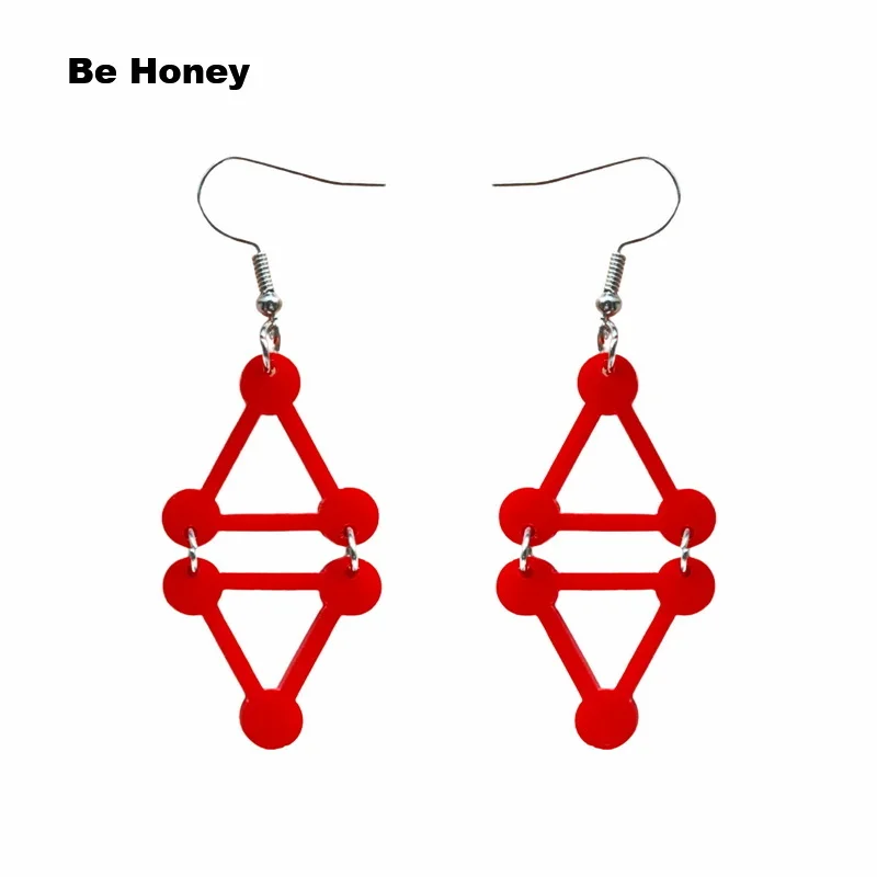 Jujutsu Kaisen Divine Symbols Anime Shikigami Geometric Red Triangle Acrylic Drop Earrings Hollow Dangle Jewelry | Украшения и