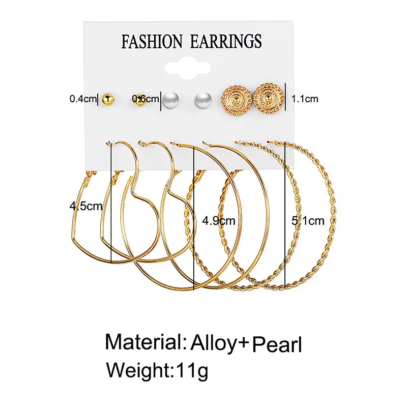 Bead Love Twist Circle Stud Earring Set 6 Pairs European and American Creative Retro Simple Earrings For Women Girl Fashion
Bead Love Twist Circle Stud Earring Set 6 Pairs European and American Creative Retro Simple Earrings For Women Girl Fashion