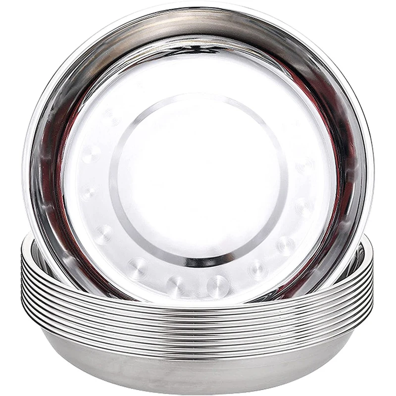 10 Pcs Stainless Steel Round Plates,9 Inch Dinner Plate Camping Plates Dishes for Home, Canteen, Outdoor, Picnic, Hiking
10 Pcs Stainless Steel Round Plates,9 Inch Dinner Plate Camping Plates Dishes for Home, Canteen, Outdoor, Picnic, Hiking