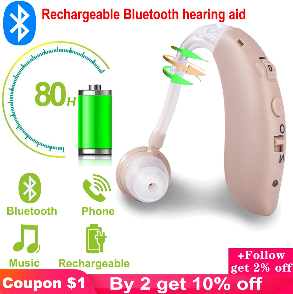 Bluetooth слуховой аппарат для пожилых людей с зарядкой|Слуховые аппараты| |