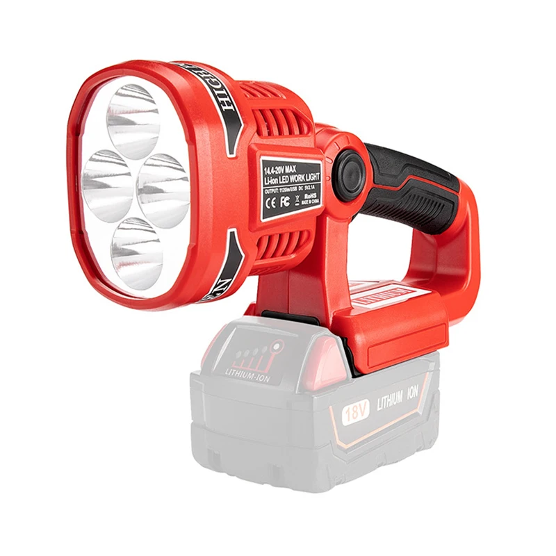 Oein Portable LED Light For Milwaukee M18 18V Li-Ion Battery Flashlight with 4 LED Lamp Work Light Outdoor Lighting(NO Battery)
Oein Portable LED Light For Milwaukee M18 18V Li-Ion Battery Flashlight with 4 LED Lamp Work Light Outdoor Lighting(NO Battery)