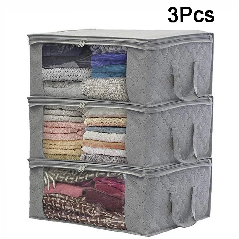 3Pcs Foldable Storage Bag Clothing Dirty Clothes Container Case Anti-dust Wardrobe Organizer Holder With Zipper Handles
3Pcs Foldable Storage Bag Clothing Dirty Clothes Container Case Anti-dust Wardrobe Organizer Holder With Zipper Handles