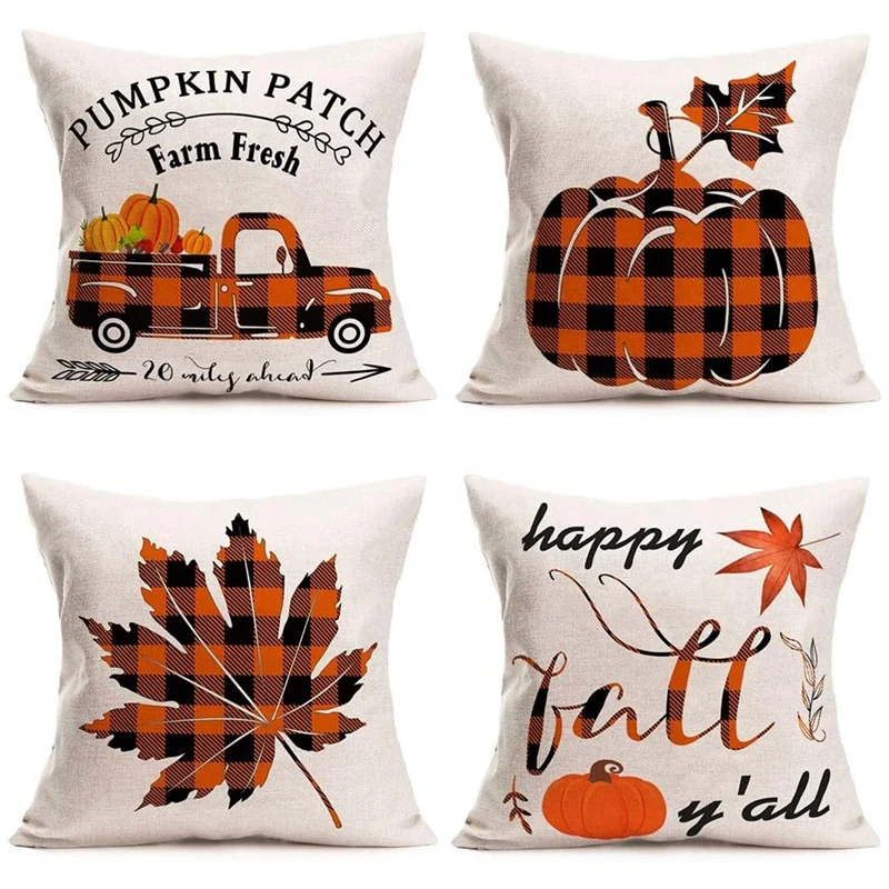 Happy Fall Plaid Autumn Harvest Decorative Throw Pillow Covers Farm Fresh Truck Pumpkin Maple Cotton Linen Home Decor
Happy Fall Plaid Autumn Harvest Decorative Throw Pillow Covers Farm Fresh Truck Pumpkin Maple Cotton Linen Home Decor