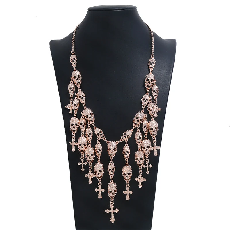 Ожерелье LZHLQ длинная цепочка со скелетом и головой женские модные аксессуары