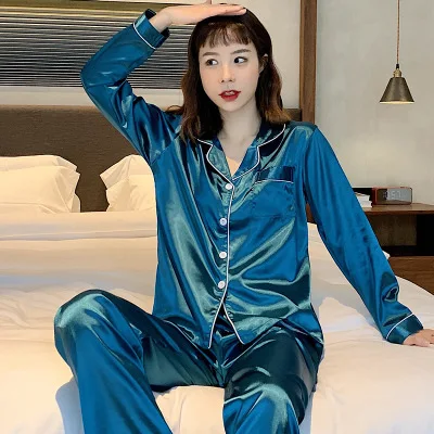 Silk Pajamas Set for Women Casual Satin Short&long Sleeve 2 Pieces Sleepwear Ladies Winter Homewear Loose Pyjamas Suit Nightwear 
Silk Pajamas Set for Women Casual Satin Short&long Sleeve 2 Pieces Sleepwear Ladies Winter Homewear Loose Pyjamas Suit Nightwear