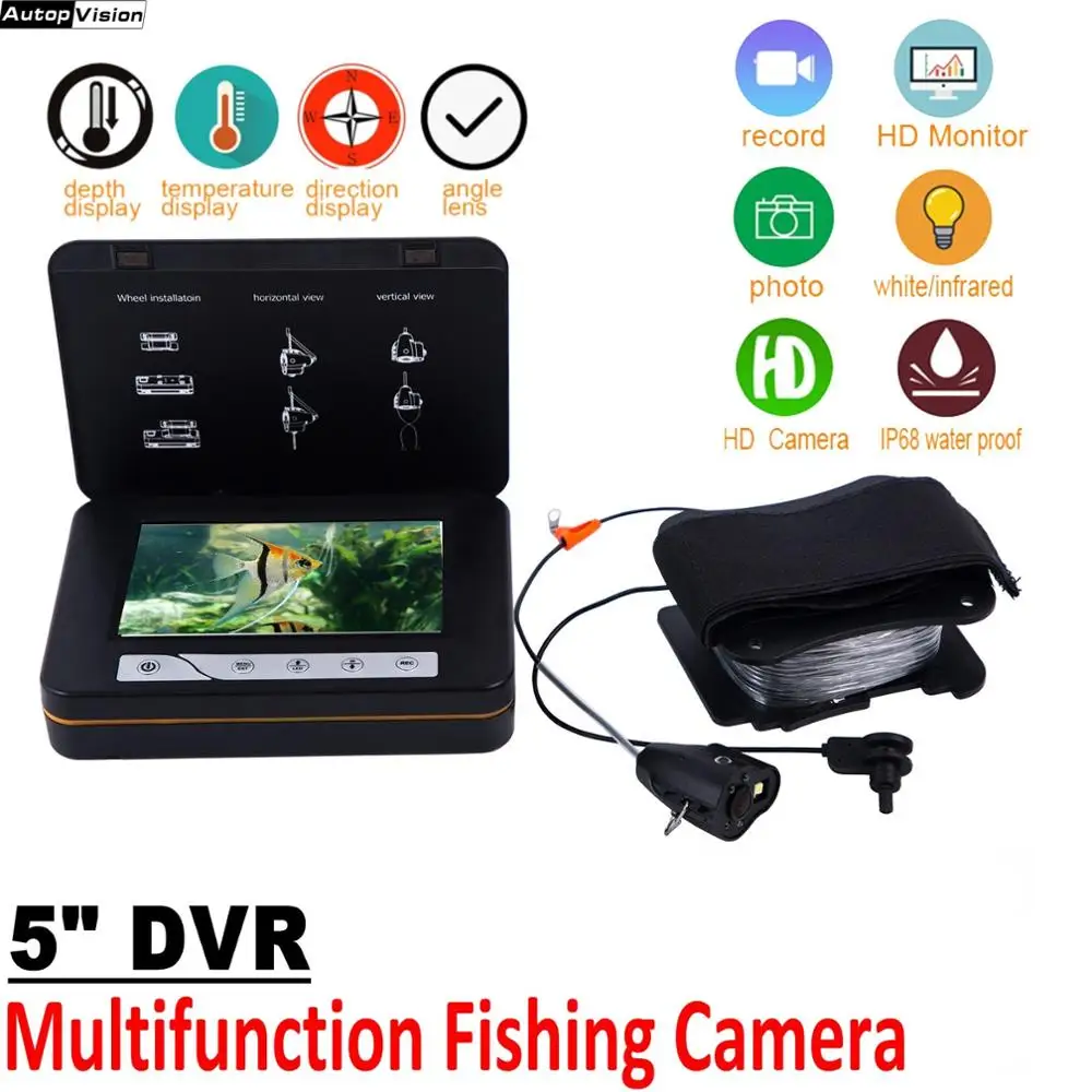 15M/30M 5inch Fishing Video Camera Underwater finshing Finder DVR Monitor with infrared white light With depth display WF15
15M/30M 5inch Fishing Video Camera Underwater finshing Finder DVR Monitor with infrared white light With depth display WF15