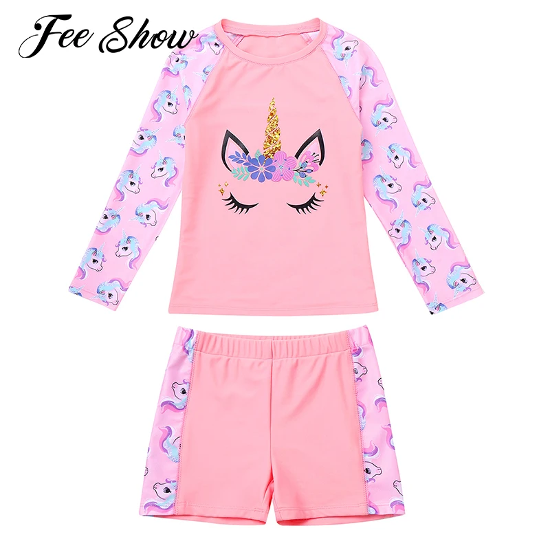 2PCS Kids Girls Swimwear Round Neck Long Sleeves Cartoon Print Top Boyshorts Set Beach Sunprotection Bathing Suits Swimsuits
2PCS Kids Girls Swimwear Round Neck Long Sleeves Cartoon Print Top Boyshorts Set Beach Sunprotection Bathing Suits Swimsuits