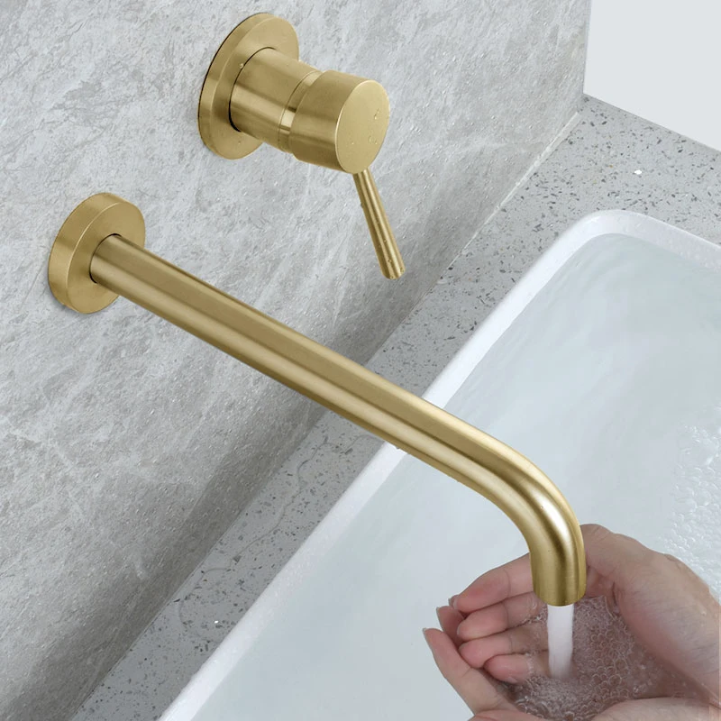 High Quality Brushed Gold Tap Wall Mounted Bathroom Basin Sink Faucet Solid Brass Hot and Cold Mixer Golden Wash Basin Faucet
High Quality Brushed Gold Tap Wall Mounted Bathroom Basin Sink Faucet Solid Brass Hot and Cold Mixer Golden Wash Basin Faucet