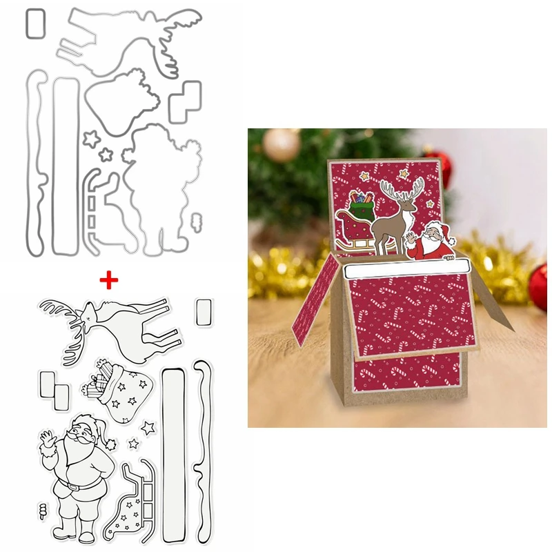 Santa Claus Metal Cutting Dies With Clear Stamps Elk Sleigh Gift Bag For DIY Scrapbooking Paper Cards Craft Decor Album 2020
Santa Claus Metal Cutting Dies With Clear Stamps Elk Sleigh Gift Bag For DIY Scrapbooking Paper Cards Craft Decor Album 2020