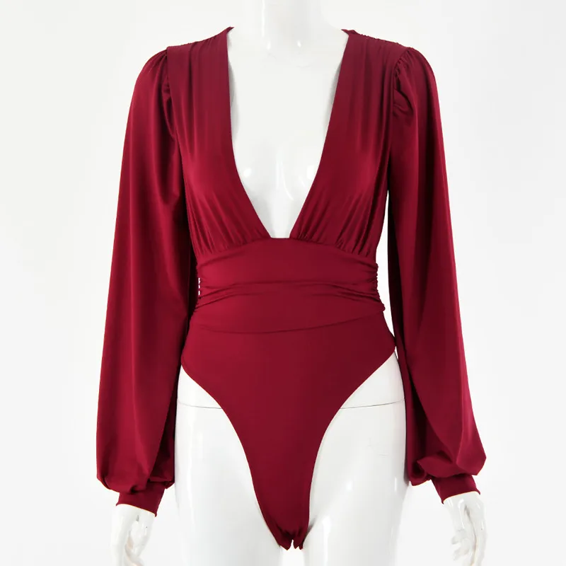 Trendy All-Match New Top Women's Sexy Long-Sleeved Deep V Neck Waist Folds Temperament Bodysuit Slim Puff Sleeve Jumpsuit Women
Trendy All-Match New Top Women's Sexy Long-Sleeved Deep V Neck Waist Folds Temperament Bodysuit Slim Puff Sleeve Jumpsuit Women