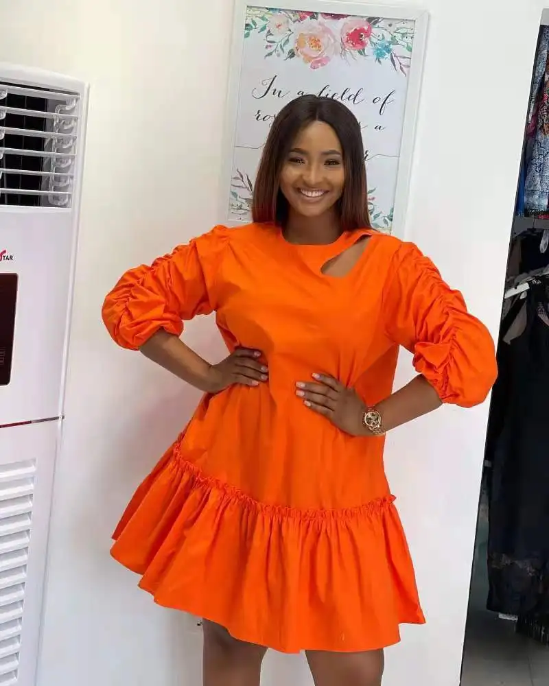 Summer Plus Size Ruffled Mini Dress Women Fashion Casual Round Neck Hollow Ruffled Loose Dress
Summer Plus Size Ruffled Mini Dress Women Fashion Casual Round Neck Hollow Ruffled Loose Dress