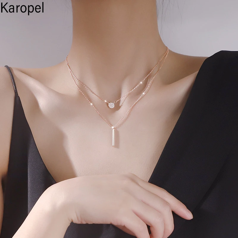 Karopel 925 Sterling Silver Dainty Double Layer Heart Necklaces with Micro Pave Zircon Collars Jewelry Accessories
Karopel 925 Sterling Silver Dainty Double Layer Heart Necklaces with Micro Pave Zircon Collars Jewelry Accessories