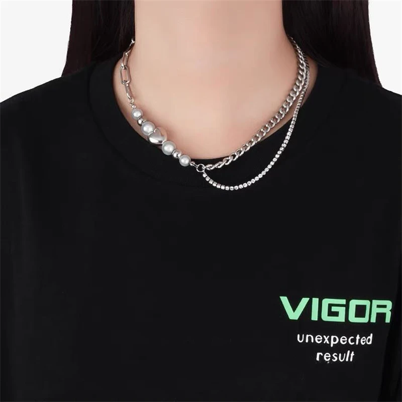 Elegant Sweet Heart-Shaped Reflective Imitation Pearl Necklace Cool Girl Tassel Chain Stitching Necklace Ladies Jewelry Gift
Elegant Sweet Heart-Shaped Reflective Imitation Pearl Necklace Cool Girl Tassel Chain Stitching Necklace Ladies Jewelry Gift