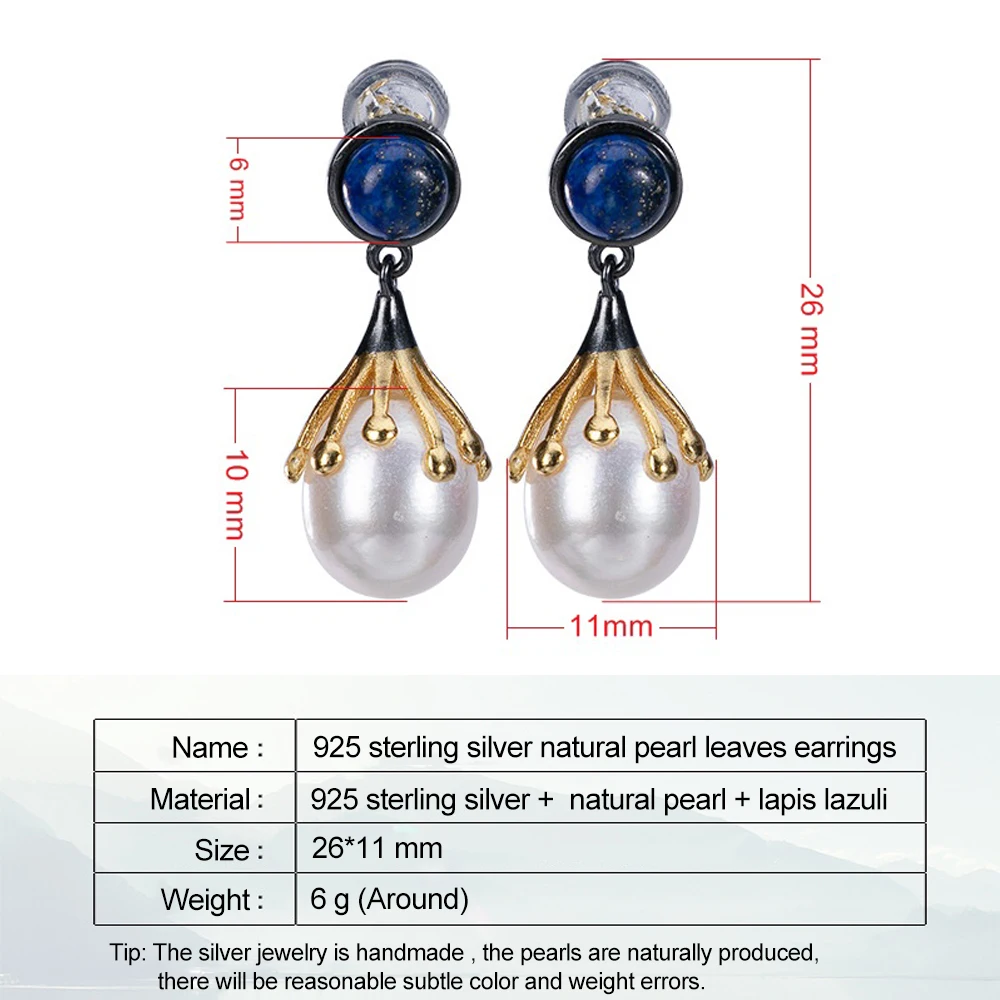 LATS 925 Sterling Silver Gold-plated Natural Pearl Earrings Retro Lapis Drop Earrings for Women 2020 Female Fine Jewelry Brincos
LATS 925 Sterling Silver Gold-plated Natural Pearl Earrings Retro Lapis Drop Earrings for Women 2020 Female Fine Jewelry Brincos