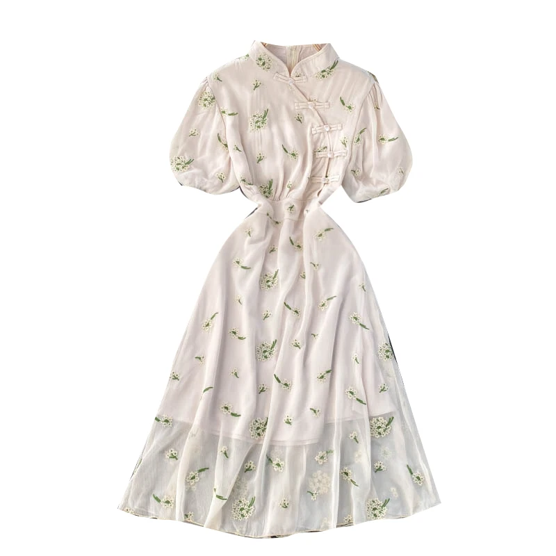 2021 New Retro Graceful Improved Cheongsam Republic of China Style Stand Collar Short Sleeve Chinese Knot Button Embroidery
2021 New Retro Graceful Improved Cheongsam Republic of China Style Stand Collar Short Sleeve Chinese Knot Button Embroidery