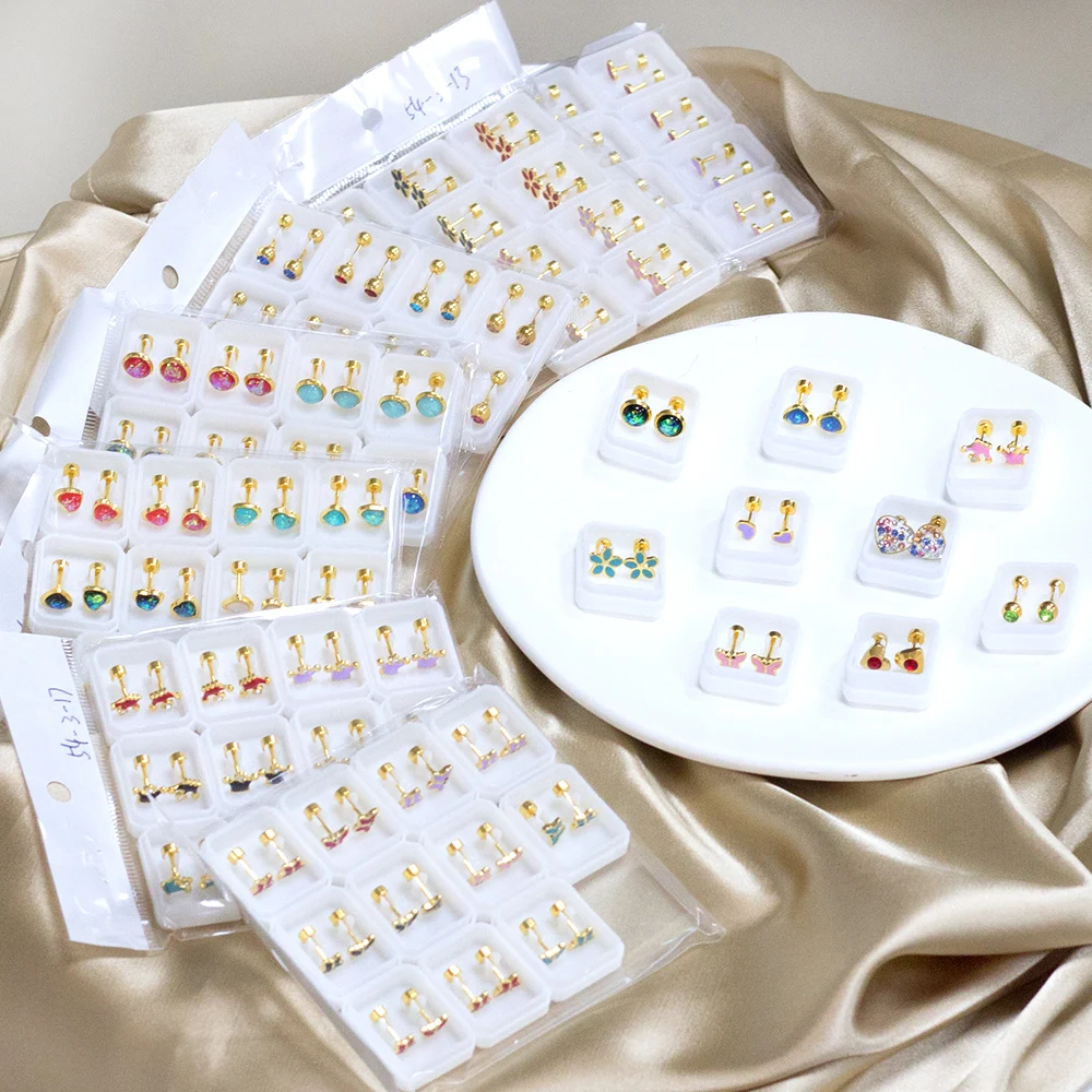 12 Pairs Earrings for Women Stainless Steel Gold Color Cubic Zironcia Screw Back Earrings Stud Party Fashion Jewelry Wholesale
12 Pairs Earrings for Women Stainless Steel Gold Color Cubic Zironcia Screw Back Earrings Stud Party Fashion Jewelry Wholesale