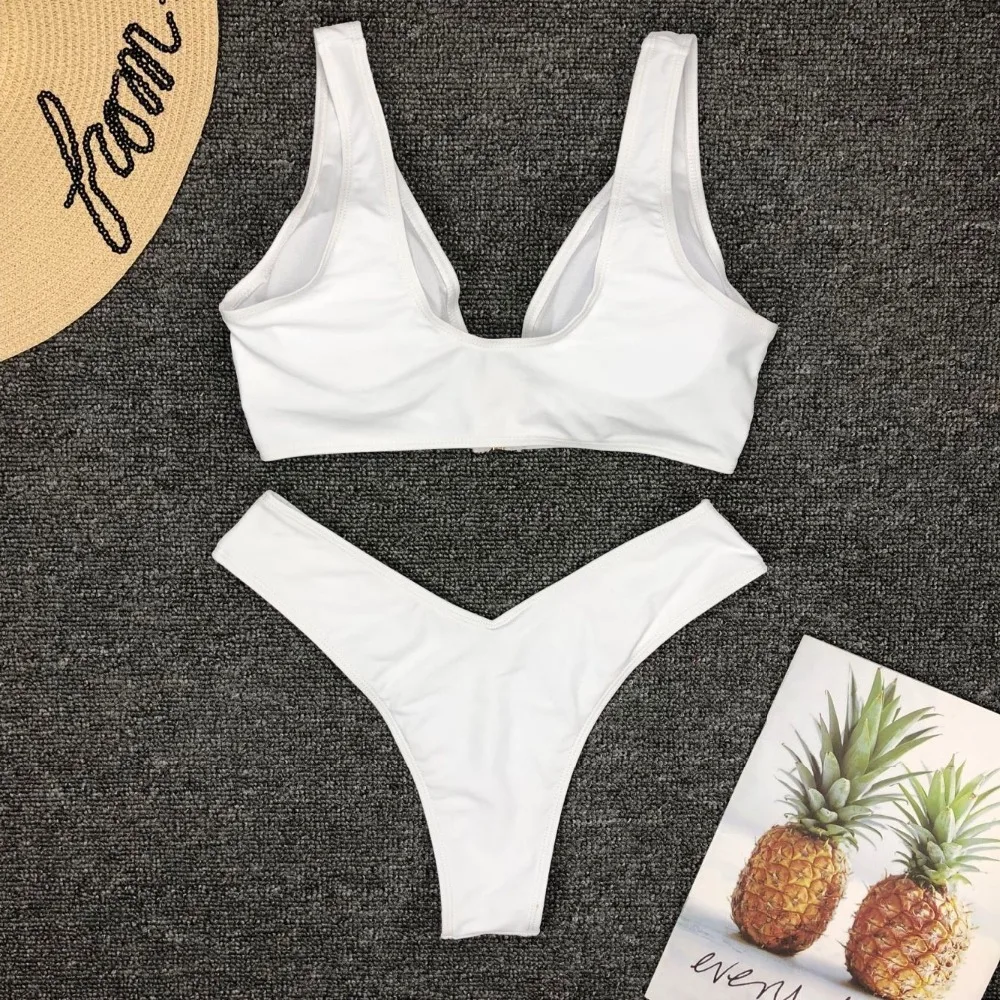 Sexy High Leg Cut Bikini 2020 Women Swimwear Female V Neck Swimsuit Two-pieces Bikini set Bather Zipper Bathing Suit Swim Wear
Sexy High Leg Cut Bikini 2020 Women Swimwear Female V Neck Swimsuit Two-pieces Bikini set Bather Zipper Bathing Suit Swim Wear