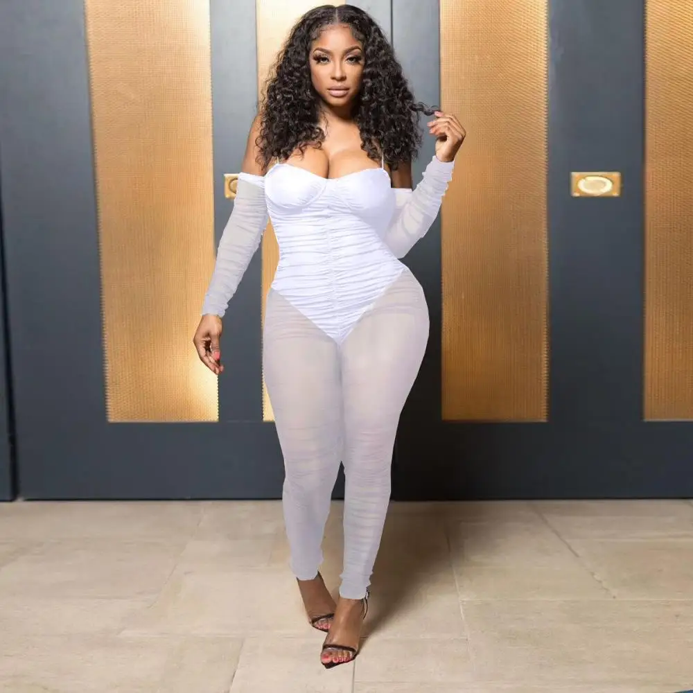 Women's Sheer Mesh See Through Bodycon Bodysuits Sexy Night Club Wear Off Shoulder Long Sleeve Rompers Backless Long Jumpsuits
Women's Sheer Mesh See Through Bodycon Bodysuits Sexy Night Club Wear Off Shoulder Long Sleeve Rompers Backless Long Jumpsuits