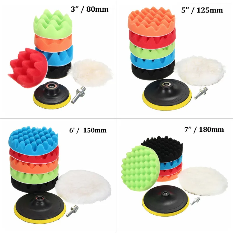 7 Pcs 3/5/6/7 Inch Roundness Polishing Waxing Buffing Pad Sponge Kit Set for Car Polisher For Auto Car Detail Polishing
7 Pcs 3/5/6/7 Inch Roundness Polishing Waxing Buffing Pad Sponge Kit Set for Car Polisher For Auto Car Detail Polishing