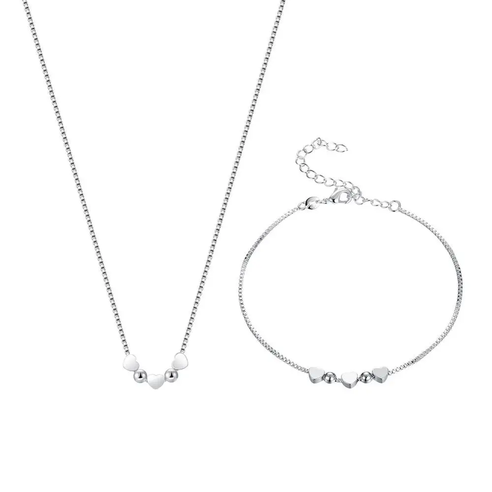 Женский комплект украшений из серебра 925 пробы, ожерелье и браслет 
Женский комплект украшений из серебра 925 пробы, ожерелье и браслет