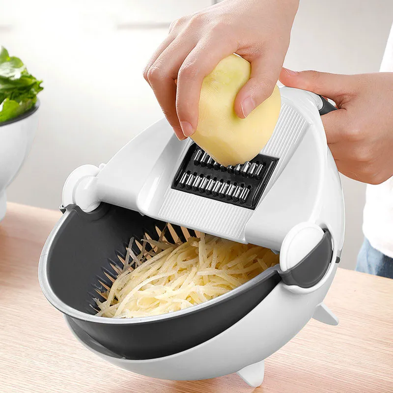 2 In 1 Vegetable Cutter Slicer Chopper Fruit Strainer Basket Multi-Function Spiralizer Grater Food Peeler Mandoline Shredder | Бытовая