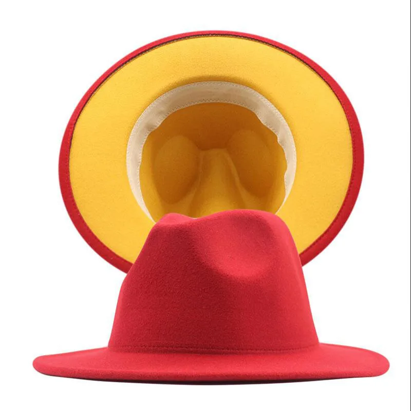 Wholesale New Double-Sided Color Matching Wool Jazz Fedora Hats Women Men Panama Vintage Hat 
Wholesale New Double-Sided Color Matching Wool Jazz Fedora Hats Women Men Panama Vintage Hat