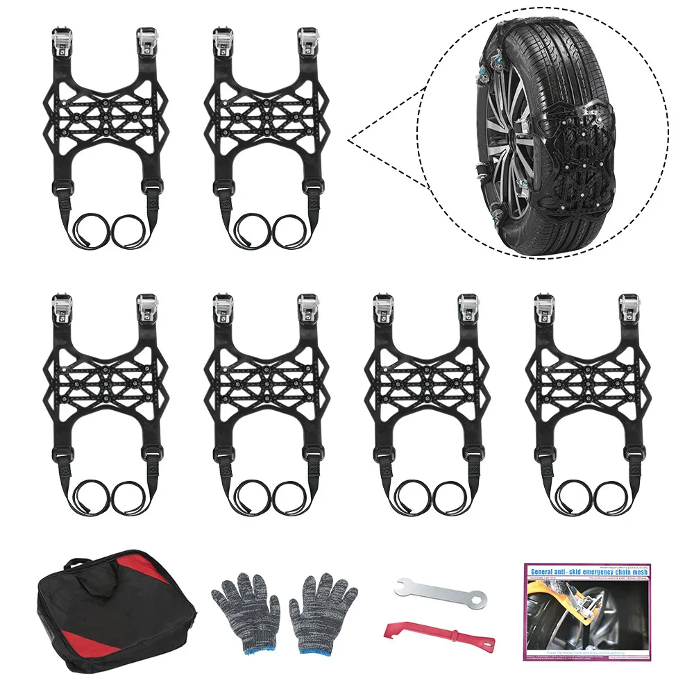 EU Stock Universal Tire Chains 6Pcs Anti-Skid Snow TPU-Steel Chain Portable Durable Snow Chains Traction Car Snow 165-285mm Wide 
EU Stock Universal Tire Chains 6Pcs Anti-Skid Snow TPU-Steel Chain Portable Durable Snow Chains Traction Car Snow 165-285mm Wide