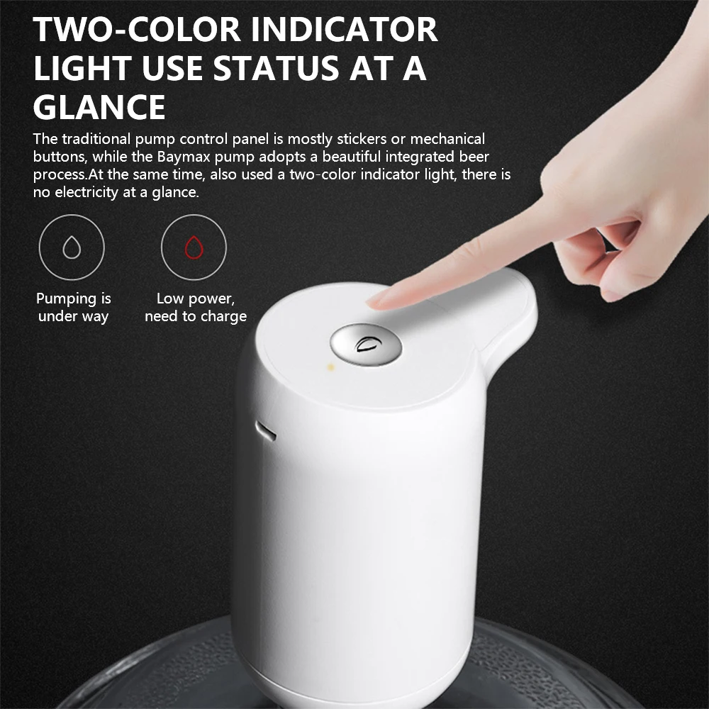 Water Pump White Automatic Touch Switch USB Charge Electric Water Bottle Pump for Home Dispenser Gallon Drinking Bottle
Water Pump White Automatic Touch Switch USB Charge Electric Water Bottle Pump for Home Dispenser Gallon Drinking Bottle