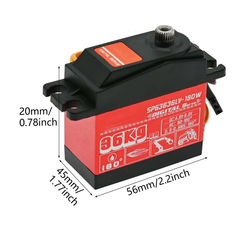 SPG3636LV-180W 36KG 10 Car Waterproof Steering Gear Digital Iron Core Low Voltage Version MK1132 Car Accessories
SPG3636LV-180W 36KG 10 Car Waterproof Steering Gear Digital Iron Core Low Voltage Version MK1132 Car Accessories